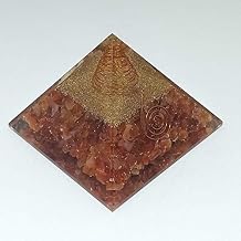 Crystal Orgone Pyramid Orgone Reiki Pyramid Kit EMF Protection Meditation Yoga Energy Generator (Brown and Gold)
