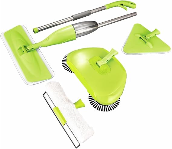5-in-1 Multi-Purpose Cleaning Kit - Spray Mop, Sweeper, Duster, Window Cleaner, Ewbank 5 pc Multi-Surface Tool Kit, Green