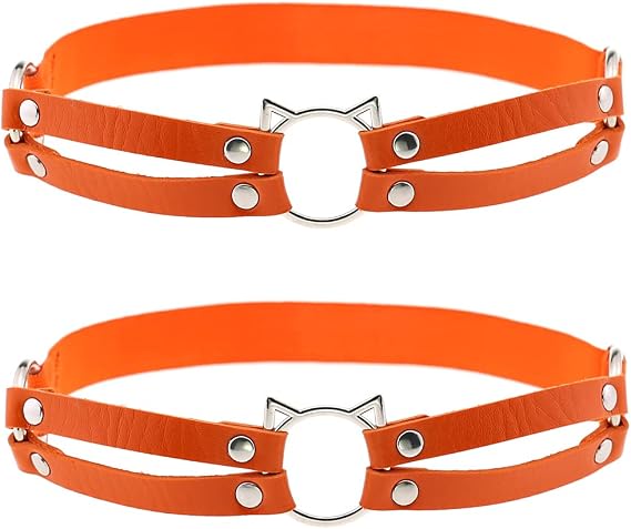 YunPeng Women Cute Leather Elasticity Leg Harness Garter Belts Adjustable Punk Thigh Garter 2pcs