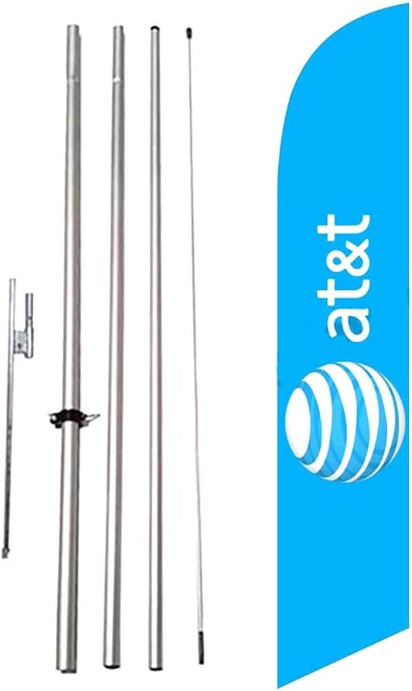 at&t Wireless Authorized Dealer Advertising Feather Banner Swooper Flag Sign with Flag Pole Kit and Ground Stake