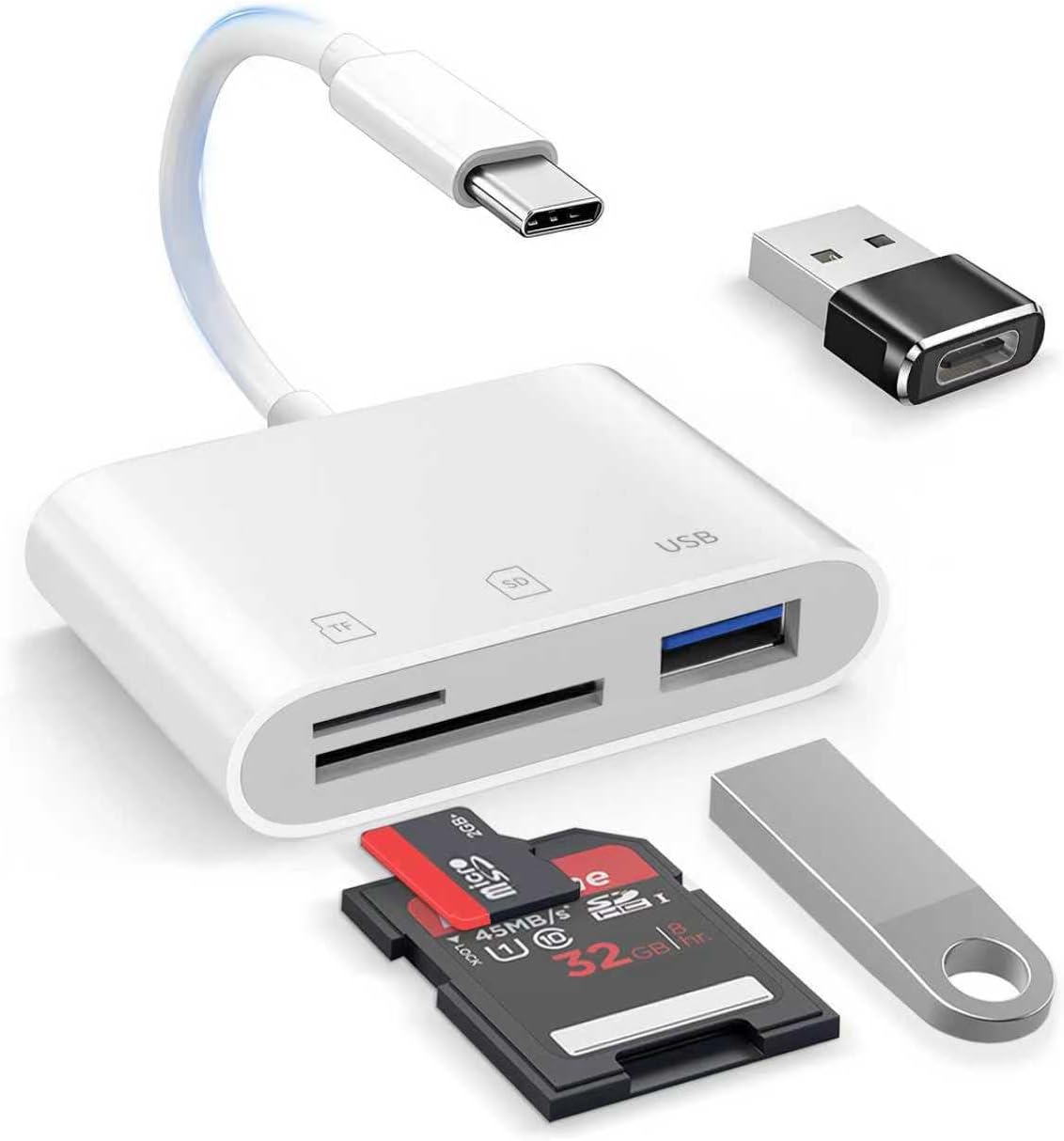 SD Card Reader for iphone,Usb C SD Card Reader with Dual Slot for MicroSDSD,Sd Card Readers for i-PhoneiPadAndroidCamera,usbc 3 in 1 sd card adapter