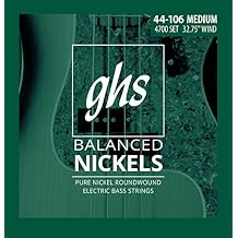 GHS Strings GHS Short Scale Balanced Nickels 4 Bass Strings Medium Gauge, 44-106, (32.75" Winding) (4700)