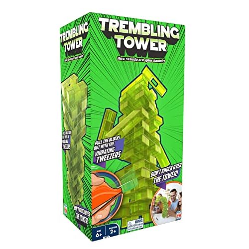 Fotorama Trembling Tower Vibrating Stacking Game, Pull Blocks with Tweezers, Builds Precision and Fine Motor Skills, Gifts for Kids Ages 6 & Up