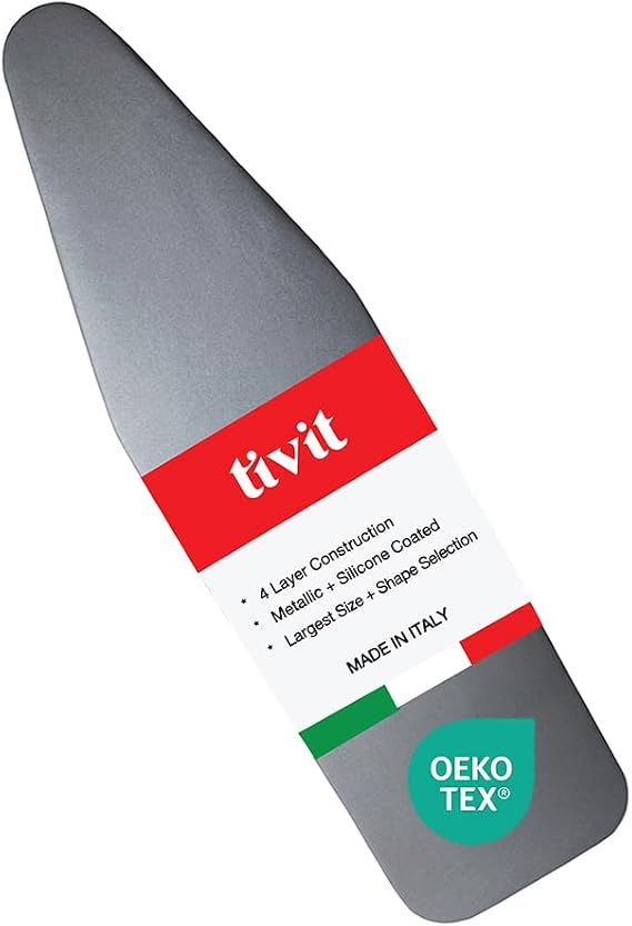 TIVIT Ironing Board Cover 11 x 40 Made in Italy, Alumitek PRO Heat-Reflective, Thick 4-Layer Padding, Scorch & Stain Resistant