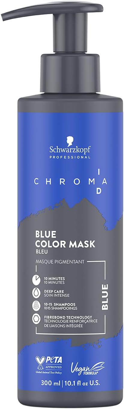 Schwarzkopf Professional CHROMA ID Bonding Color Mask Semi Permanent Mix And Tone Color System Toning Enhancing Refreshing Intense Care Deep Conditioning Shine Vegan Formula Blue 300 ml