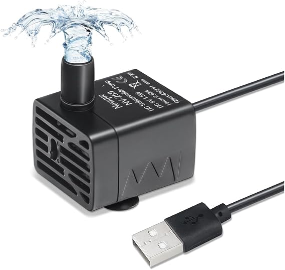 Ultra-Quiet Replacement Pump for Cat Water Fountains Submersible Pet Drinking Fountain Dog Water Dispenser Pump 5V IPX8 Waterproof (USB Cable)