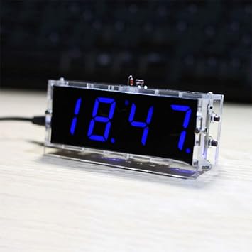 Taidacent 51 Single-chip Digital Clock LED Display Kit Light Control 1 inch LED Digital Tube DIY Electronic Clock Parts with Shell Tube Clock (Blue)