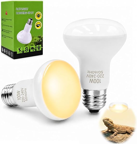Reptile Heat Lamp Bulb,2 Pack E27 Basking Spot Light (100W)