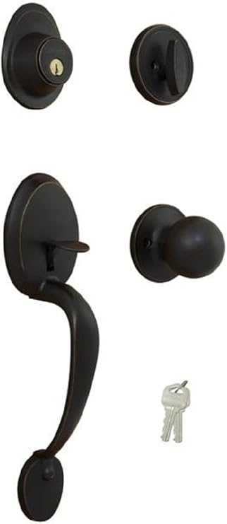 ProSource HY7X31-Psdoor HandlesHY7X31-PS Handle Set, 2-3/8-2-3/4 in Backset, Solid Brass, Aged Bronze