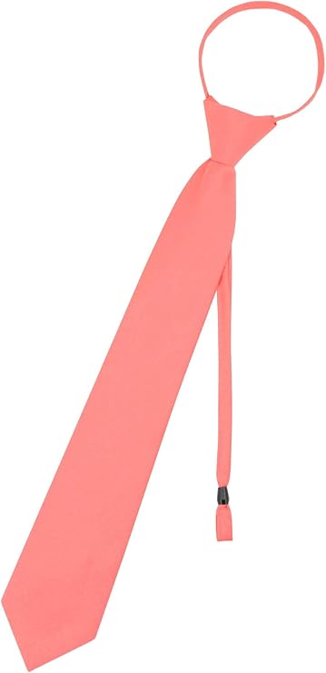 Vesuvio Napoli PreTied Men's Necktie Solid Color Mens Adjustable Zipper Neck Tie