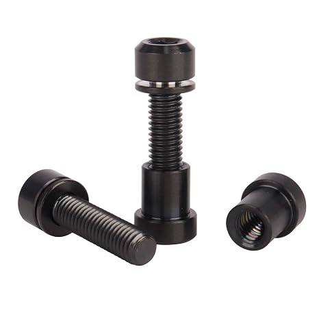 Titanium Bolt M5x16 18 20mm with Washer Steerer Clamp Nut for Bicycle Stem Front Forking Lock Pack of 2 (Black, M5x20mm)