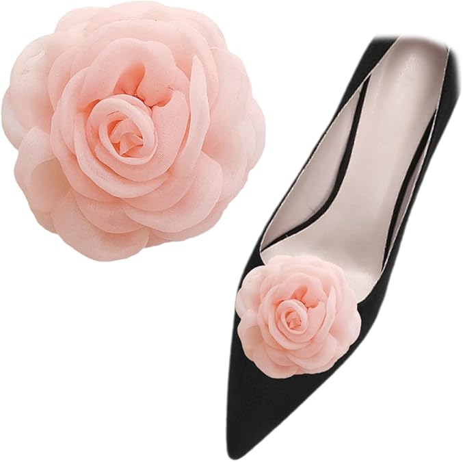2 Pcs Lace Rose Shoe Buckles Fabric Flower Shoe Clips Detachable Pumps High Heel Flats Decorations Accessories Charms