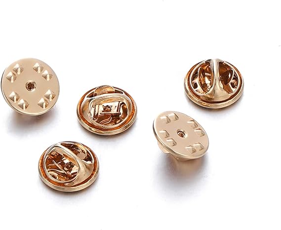 100 Pcs Butterfly Clutch Tie Tacks Pin Back Metal Locking Replacement with 11.5mm Blank Pins for Craft Making (Gold)