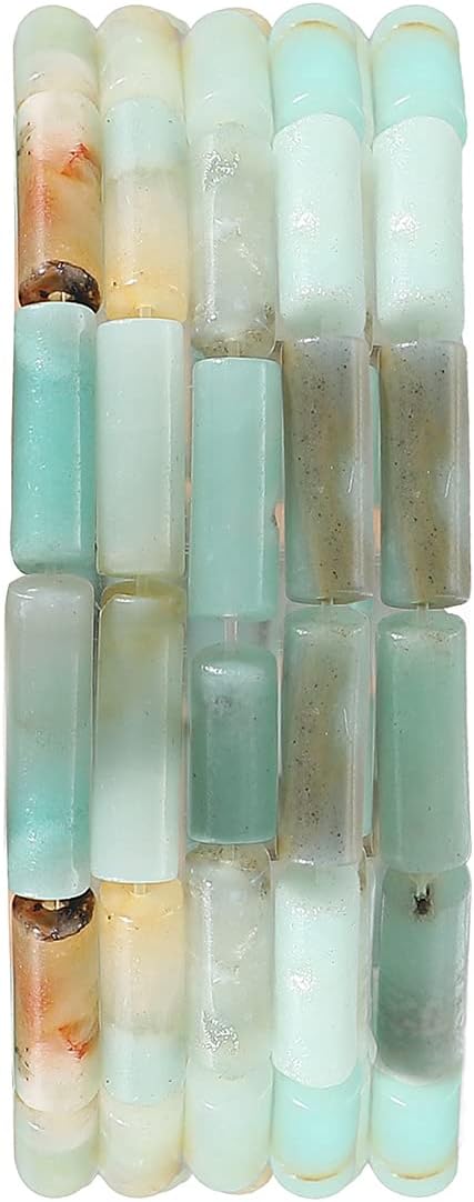 BEADIA Natural Amazonite Tube Beads 13x4mm 30pcs Cylinder Loose Semi Gemstone Beads for Jewelry Making Design