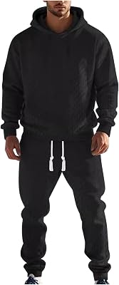 Hooded Tracksuit Men - Mens Tracksuits 2 Piece Hoodie Sweatsuit Sets Casual Athletic Jogging Suits Plaid Jacquard Outfit