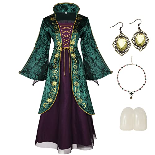 CICOCI Adult Witch Deluxe Velvet Costumes For Women Plus Size Teeth Cosplay Outfits Halloween Costume Women