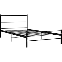 Metal Bed Frame 90x200 cm, Black Bed Frame without Mattress, Solid Construction with Strong Slats for Comfortable Support, Easy Assembly, Elegant Classic Style for Bedroom