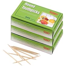 Gmark GM1021 Round Hotel Toothpicks, 2.5 Inch Natural Wooden, 3 Boxes Pack, 2400 Count Total