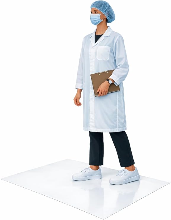 Disposable Cleanroom Adhesive Sticky Floor Mats, 18" x 45", Tacky PeelOff Mats, 30 Sheets, 4Pack, White
