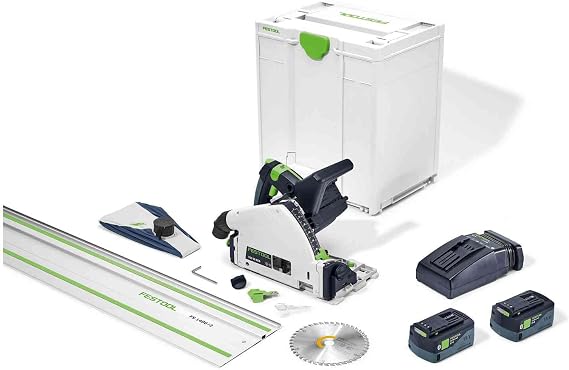 Festool Cordless Plunge-Cut Track Saw TSC 55 18V 5.0 Ah KEBI-F-Plus with 55-Inch (1400mm) Guide Rail 577677+491498