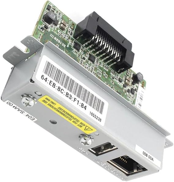 C32C881008 Ethernet Interface Module UB-E04 Network Print Server for POS Systems Compatible with TM-T88VI T88V T70II U220 H6000 Series Fast Ethernet 100Mbps Data Transfer Rate PCB Material