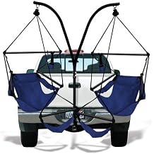 Trailer Hitch Stand and 2 Blue Chairs Combo - Aluminum Dowels