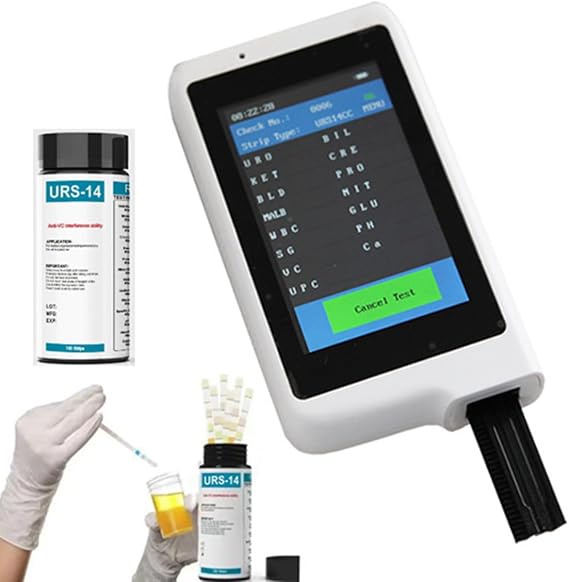Portable Urine Analyzer Bluetooth+USB,with 14 Routine PH Test Strips（100 Pieces）,USB Charging，Home/Clinic Use Rapid Test Urine Analyzer