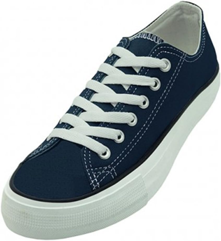 E-327L Womens Canvas Sneakers Classic Lace Up Oxfords Students Fashion Shoes Sizes 5 BM US, Navy