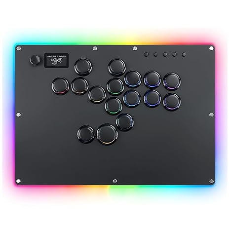 GuileKeys Leverless Controller Arcade Stick GK-16, All-Button Arcade Controller with Multi-function Button for PS4/PS3/PC/Switch, Arcade Fight Stick with RGB/Turbo/Hot-Swap/Low Profile Switch Black
