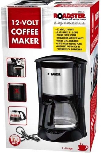 BARGAINS-GALORE 12 Volt Coffee Maker - 140 Watt Drinking Gift Set | 4-6 Cups Hot Drinks Machine Car Caravan Home Office | Travel Camping Hiking Indoor Outdoor, Multi Use
