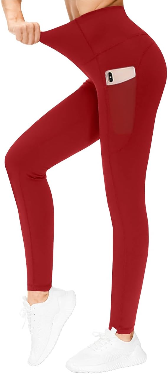 Thick High Waisted Yoga Pants with Pockets, Tummy Control Workout Running Soft Leggings for Women