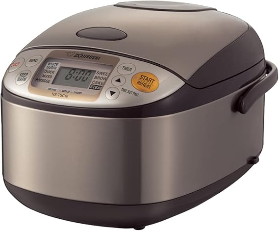 Zojirushi Ns TSC10 5.5 Cup Micom Rice Cooker and Warmer, 1.0l | Micom Fuzzy Logic, Steam and Cake Menus, Keep-Warm, Delay Timer, Includes Steamer Basket and Spatula