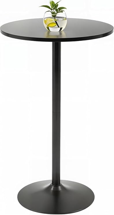 Round Bar Table, Black, 40 in Tall, Metal Base