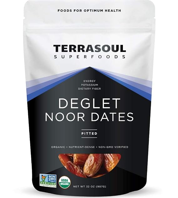 Terrasoul Superfoods Organic Deglet Dates, 2 Lbs - Pitted | Fresh | Natural Sweetener