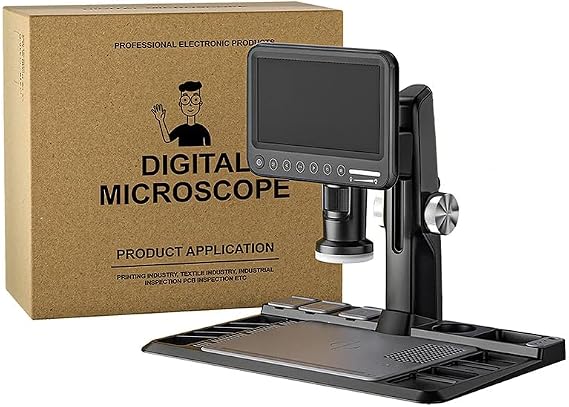 7-inch IPS Touch Screen Electron Microscope, Parfocal Microscope with Screen Electronic Digital High-definition Screen, Digital Microscope for Mobile Maintenance