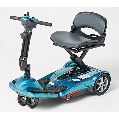 EV Rider Transport M - Compact Lightweight Manual Folding Mobility Scooter - Lithium Battery - Airline Approved - 42 lbs Total Blue