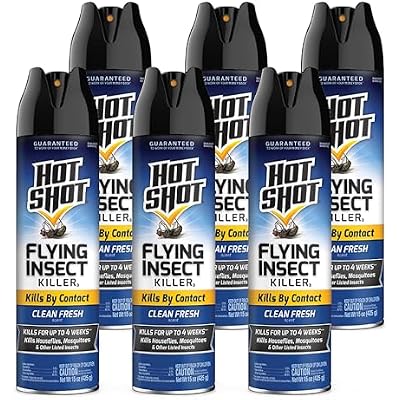 Hot Shot Flying Insect Killer 15 Ounces, Aerosol, Clean Fresh Scent Pack of 6