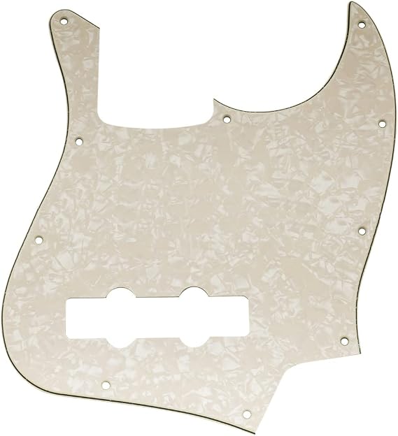 ROZILO J Bass Pickguard Scratch Plate 10 Hole Bass Pickguard for USA/Mexican 4 String Jazz Bass Aged Pearl