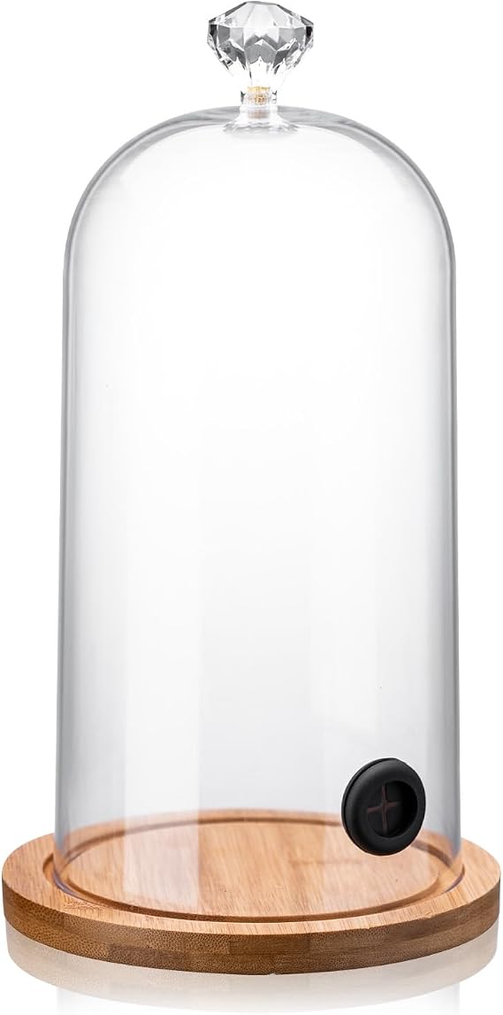 Plastic Bar Smoking Cloche Infuser for Cocktails Drinks Food With Bamboo Base,Plastic Cloche Dome for Smoker Gun,Smoking Accessories for Bar Bartending