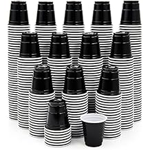 Lilymicky 600 PACK 2 oz Plastic Shot Glasses, Mini Black Disposable Shot Cups for Parties, Carnivals, and Any Events