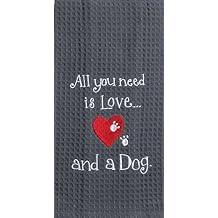 Kay Dee Designs Need Dog Love Embroidered Waffle Towel