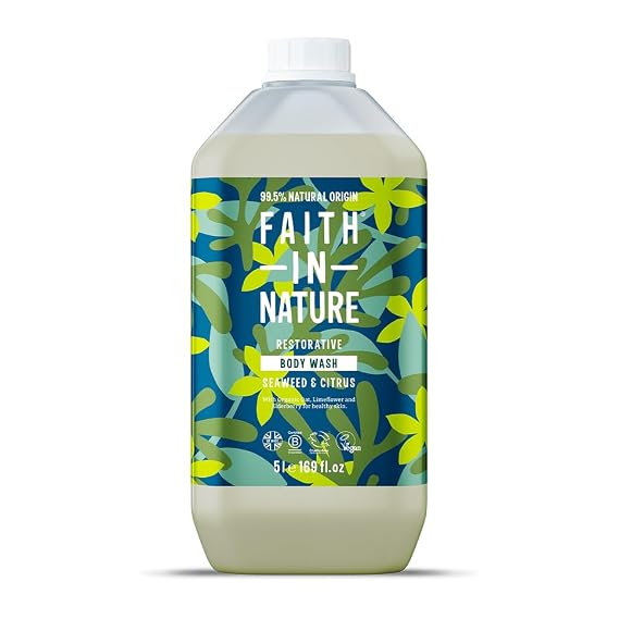 Faith In Nature Natural Body Wash - Vegan & Cruelty Free, No SLS or Parabens - 169 fl oz Refill Pack