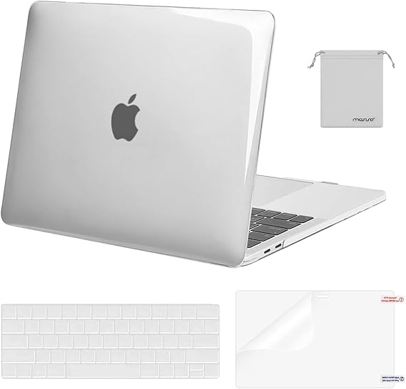 MOSISO Compatible with MacBook Pro 13 inch Case M2 2026 2025 2024 2023 2022-2016 A2338 M1 A2251 A2289 A2159 A1989 A1708 A1706,Plastic Hard Shell&Keyboard Cover&Screen Film&Storage Bag, Crystal Clear