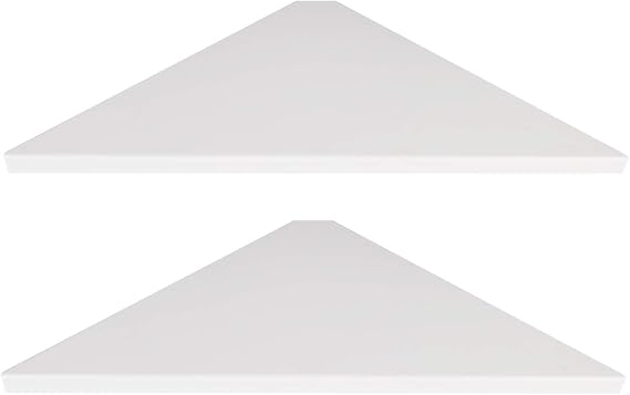 evron Corner Mounting Shelf Set of 2 Easy to Install Floating Wall Shelves with Wood Grain Finish, Durable and Waterproof ABS Plastic for Kitchen, Bathroom, Living Room Home Decor