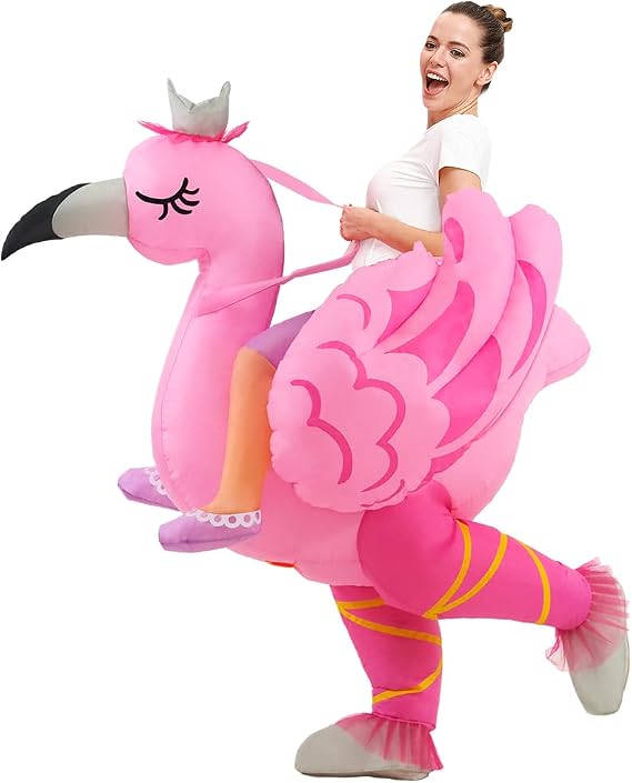KOOY Inflatable Flamingo Costume Adult, Pink, Female, Large, Halloween