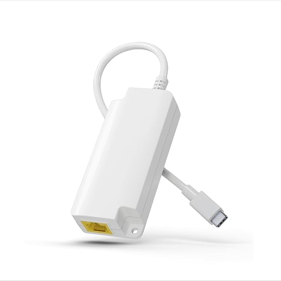 Gigabit PoE to USB C Converter, USB-C to Ethernet Adapter with 10W Charging