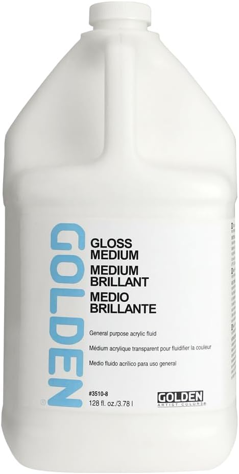 Gloss Medium by GOLDEN, 128 fl. oz. Jug, Professional Acrylic Medium, Transparent