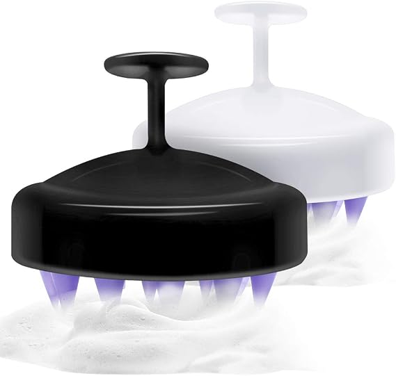 MCIGICM Hair Scalp Massager Shampoo Brush: 2 Pack Wet and Dry Hair Scalp Brush Soft Silicone Head Scrubber Dandruff Brush for Women Men or Pets