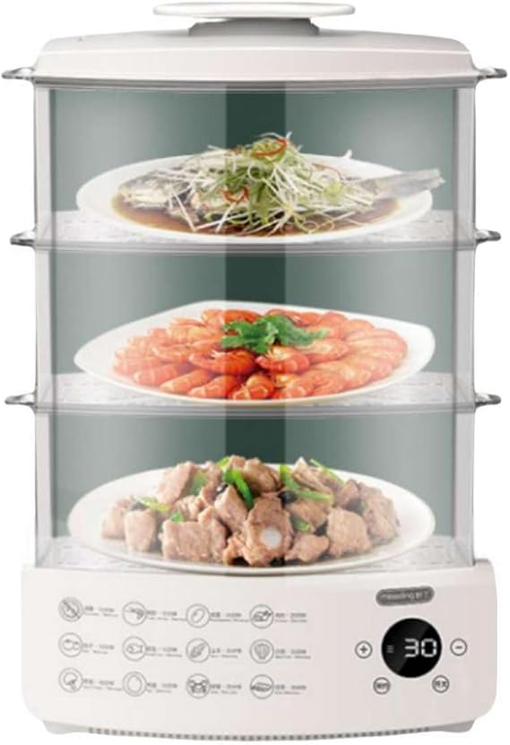 Electric Steamer, Three-Layer Steamer, Large Capacity, Multi-functional Electric Steamer, Multi-functional, Home Use, Three-Layer Steamer, Electric Steamer, Uniform Heating, Anti-Drying Protection,