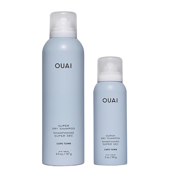 OUAI Super Dry Shampoo Set 4.5 oz + TravelSize 2 oz Volumizing Dry Shampoo with Cape Town Scent, NoResidue Formula Skip the Shower in Style